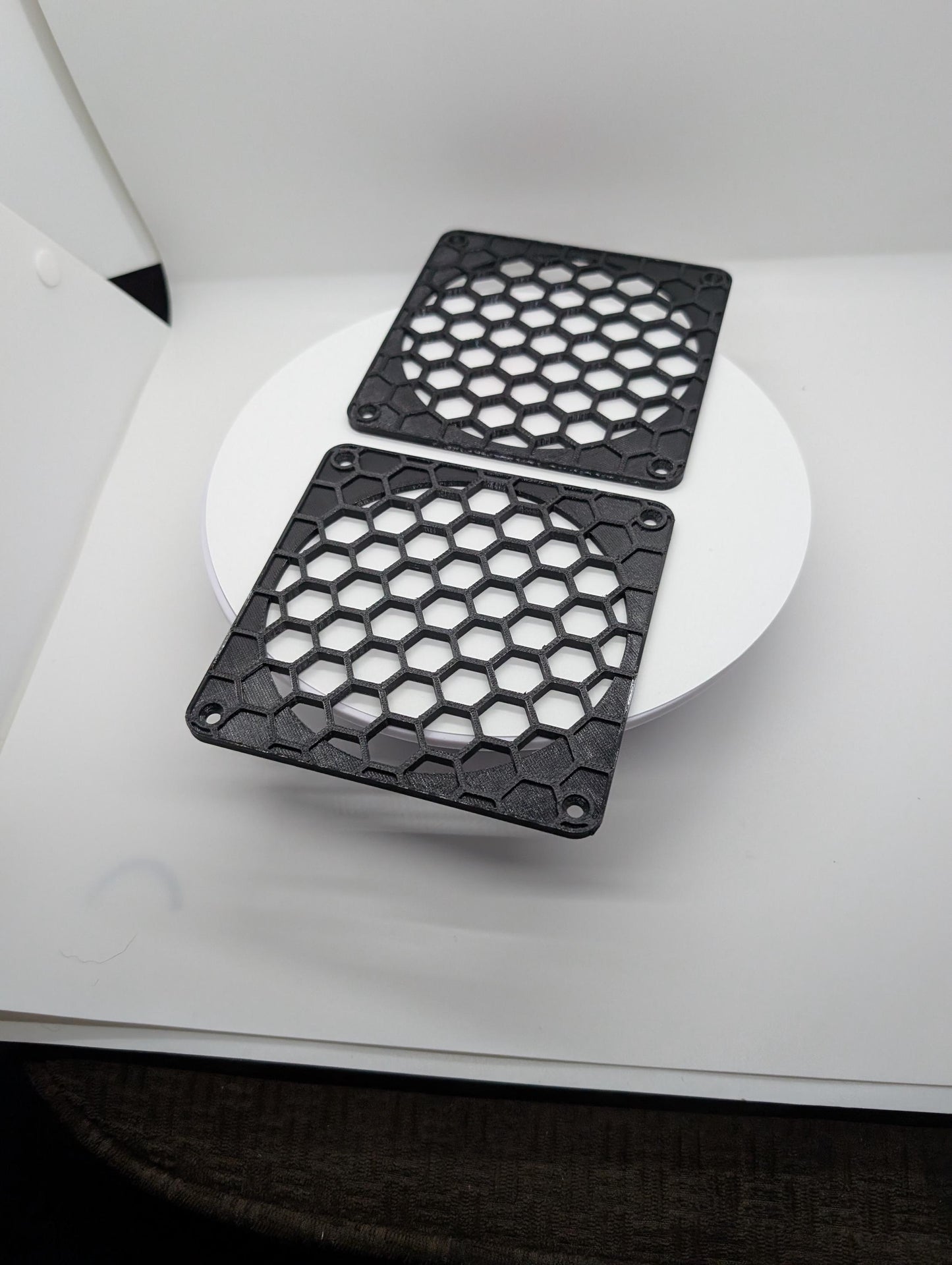 2x - 120mm fan covers Hexagon full hex Black