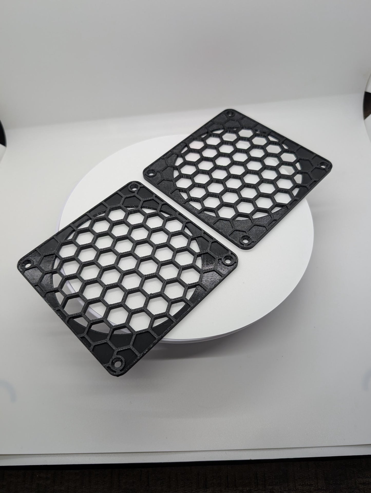 2x - 120mm fan covers Hexagon full hex Black