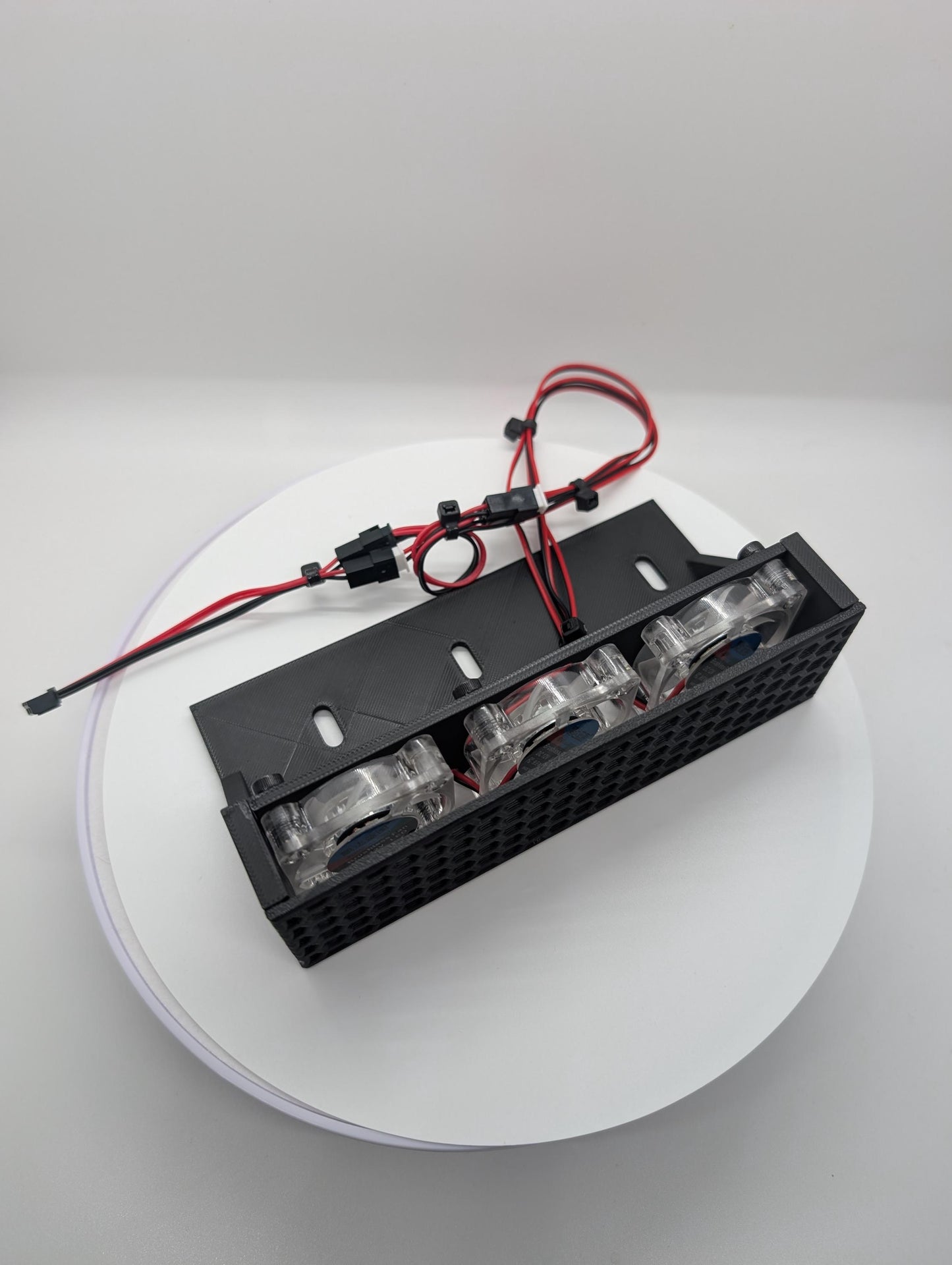 5.25 inch Fan Assembly fits optical drive bay with RGB lights vented hexagon small - hex . black replacement computer tower parts.