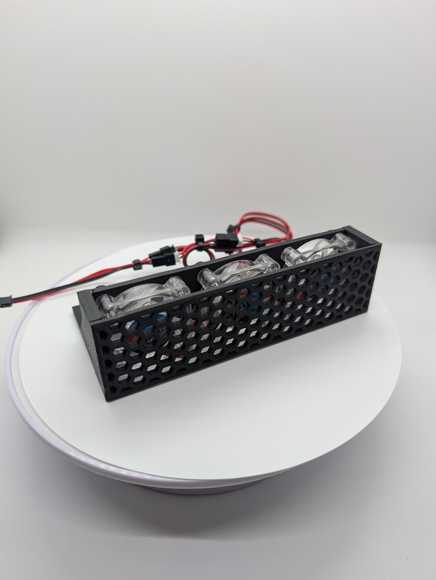 5.25 inch Fan Assembly fits optical drive bay with RGB lights vented hexagon small - hex . black replacement computer tower parts.