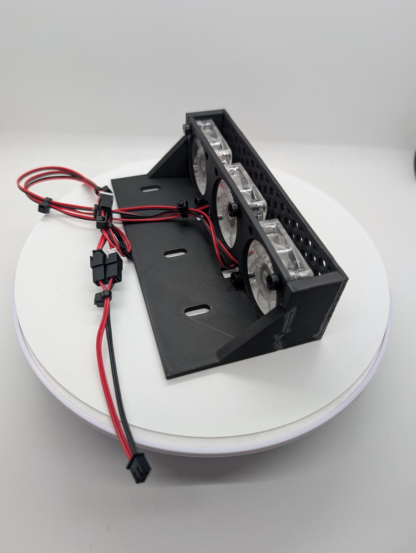 5.25 inch Fan Assembly fits optical drive bay with RGB lights vented hexagon small - hex . black replacement computer tower parts.