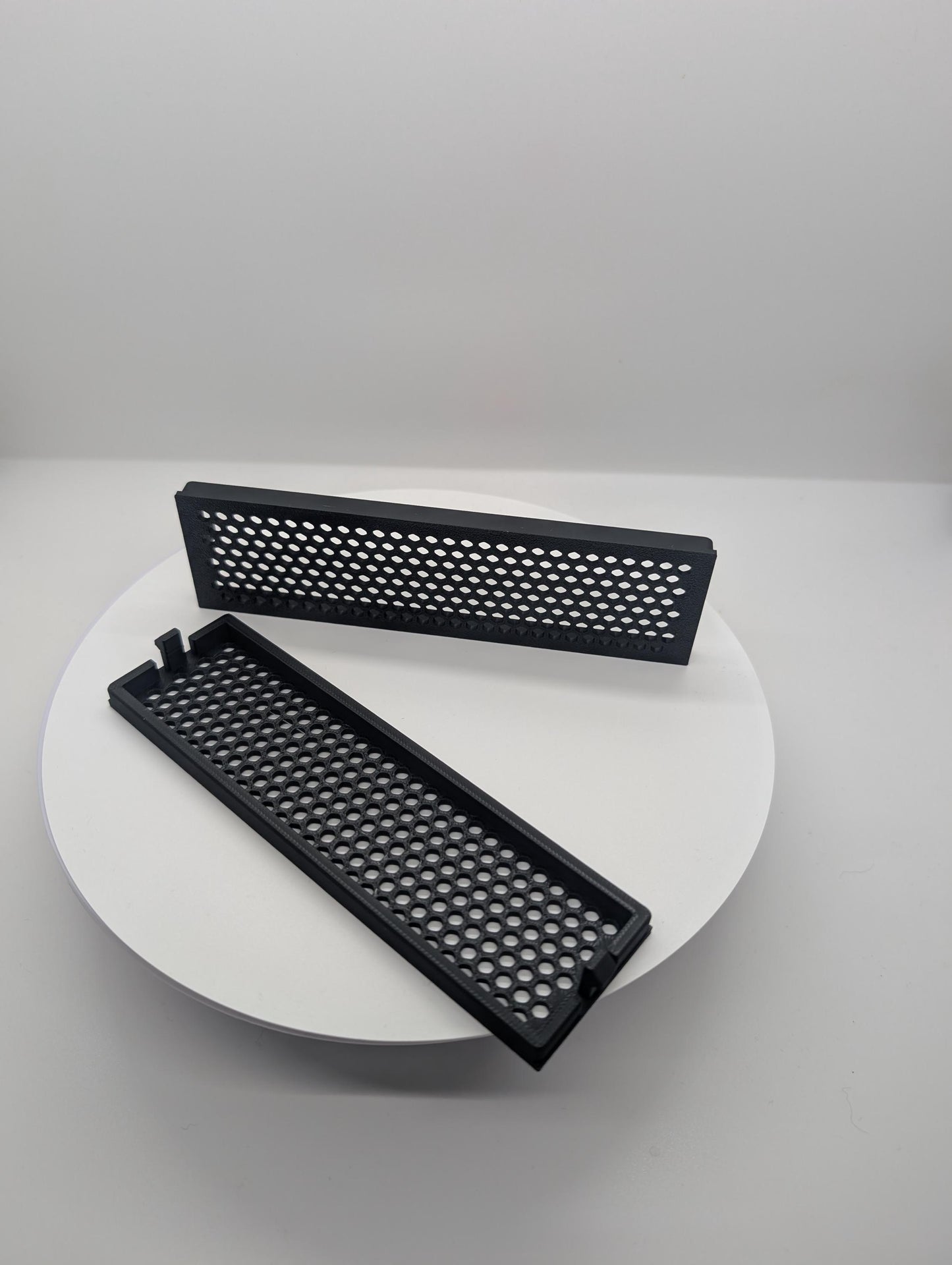 2x - 5.25 inch optical drive bay cover vented hexagon small hex . black replacement computer tower parts.