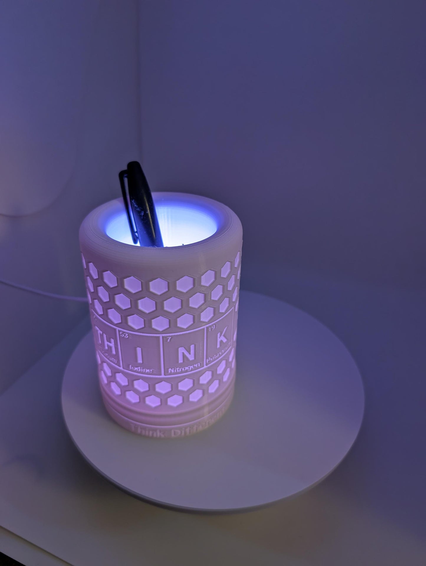Lamp with RGB light with remote. lamp is perfect for desk or side table with led light inside USB plug power block not included.