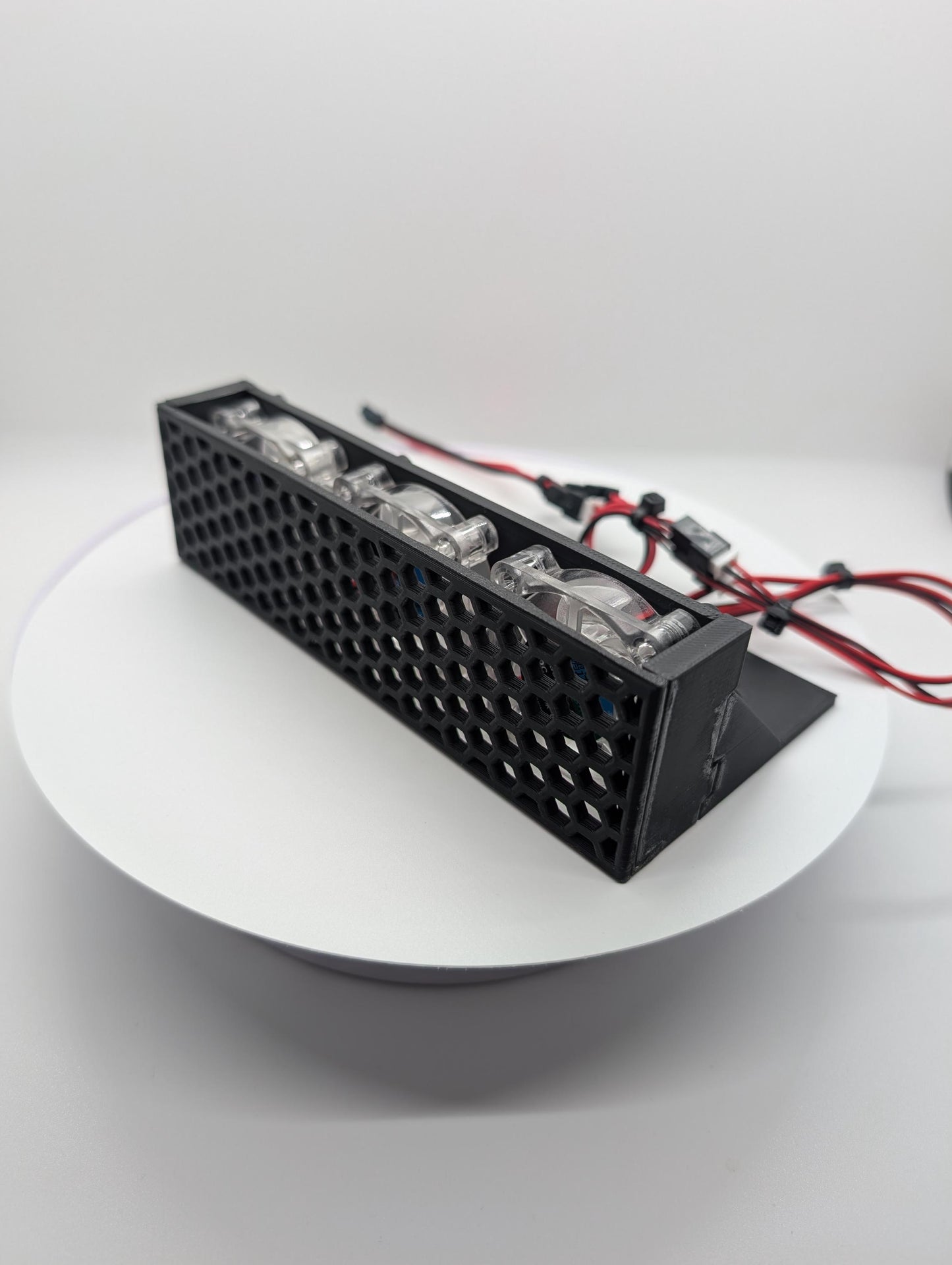 5.25 inch Fan Assembly fits optical drive bay with RGB lights vented hexagon small - hex . black replacement computer tower parts.