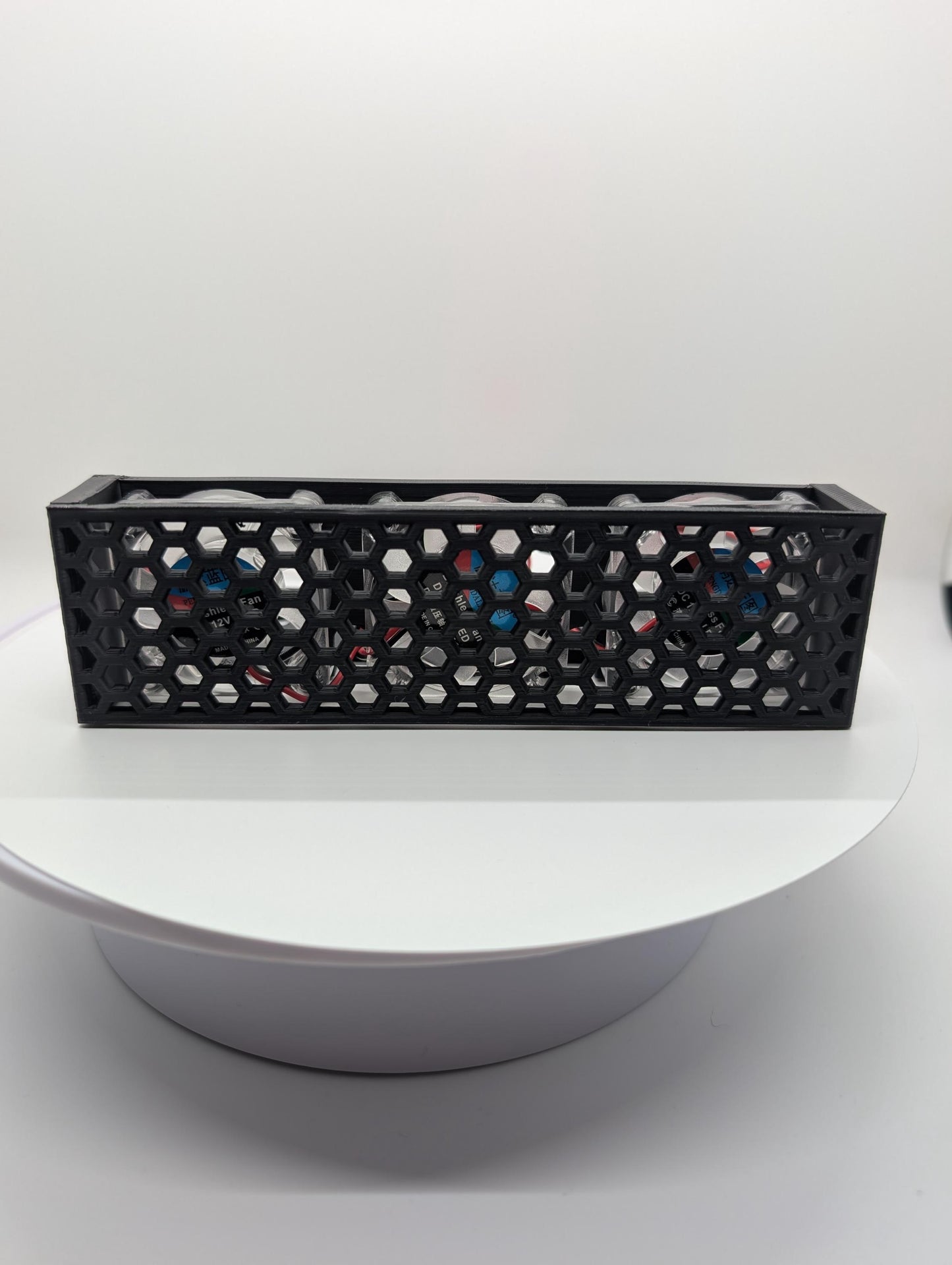 5.25 inch Fan Assembly fits optical drive bay with RGB lights vented hexagon small - hex . black replacement computer tower parts.
