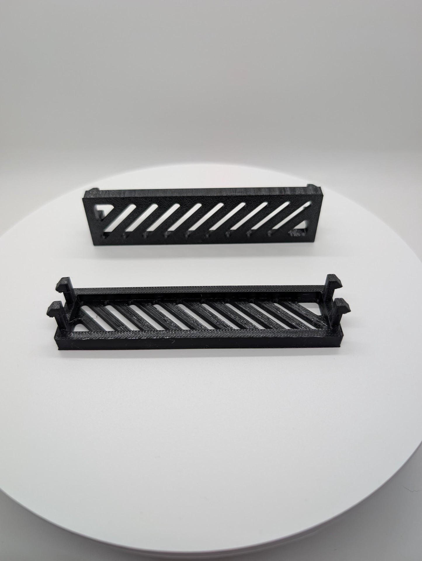 2x - 3.5 inch disk drive bay cover slotted diagonal . black replacement computer tower parts.