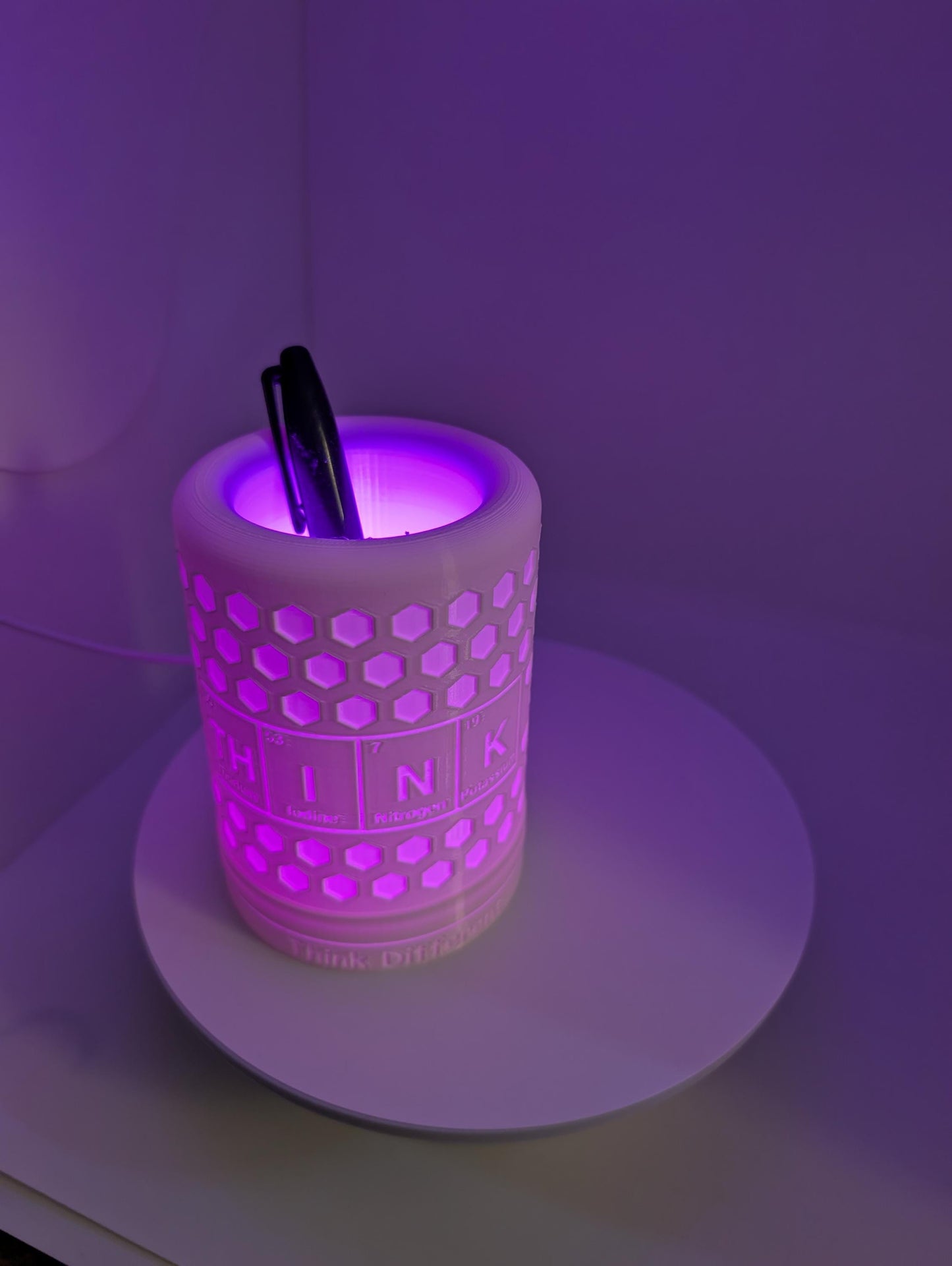 Lamp with RGB light with remote. lamp is perfect for desk or side table with led light inside USB plug power block not included.