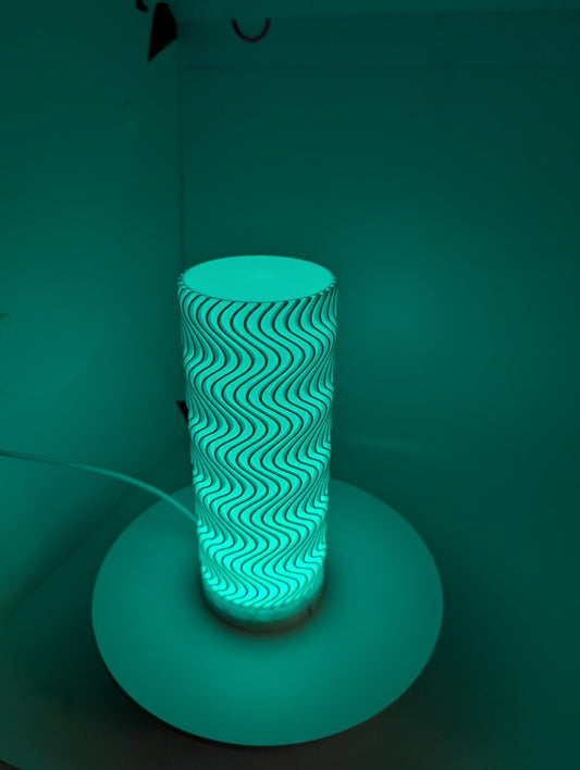 Lamp with RGB light with remote. lamp is perfect for desk or side table with led light inside USB plug power block not included.