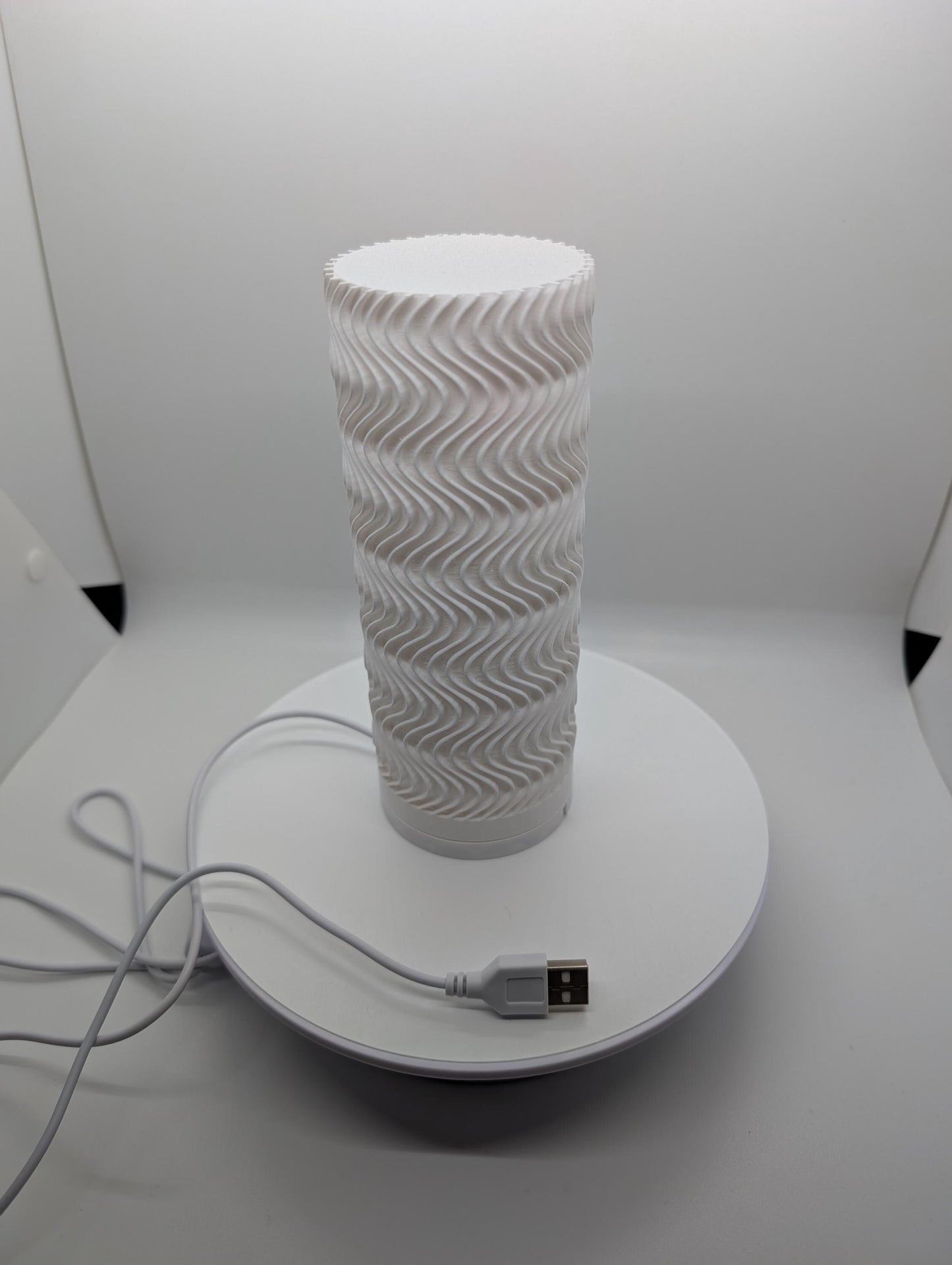Lamp with RGB light with remote. lamp is perfect for desk or side table with led light inside USB plug power block not included.