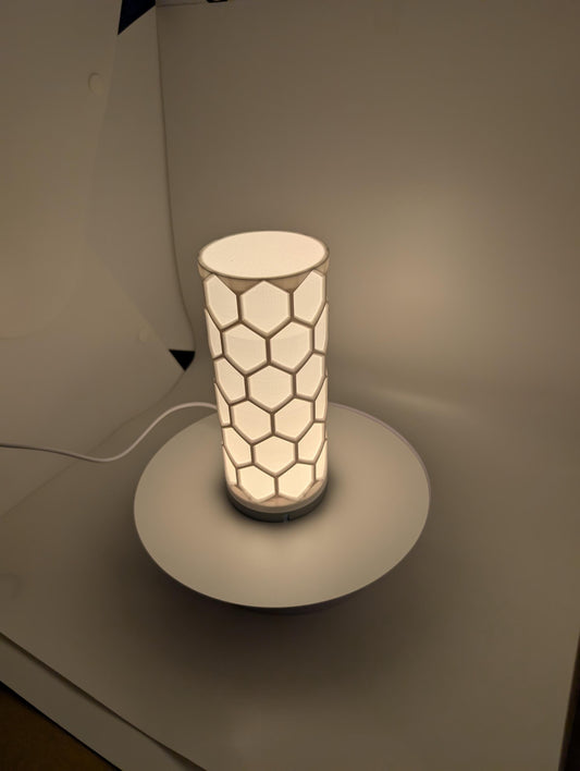 Hex Lamp white. hexagon lamp perfect for desk or side table with led light inside USB plug power block not included.