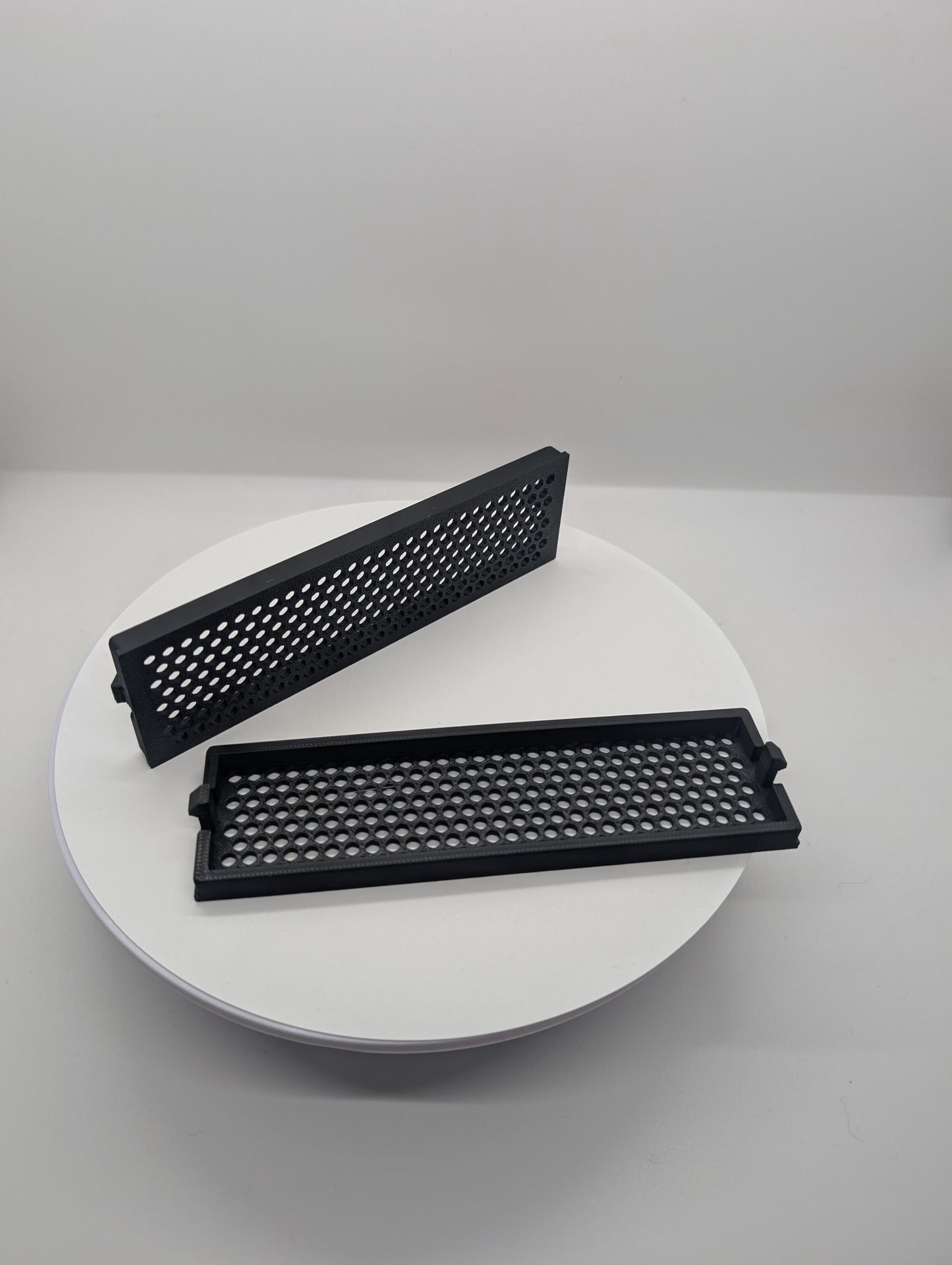 2x - 5.25 inch optical drive bay cover vented hexagon small hex . black replacement computer tower parts.