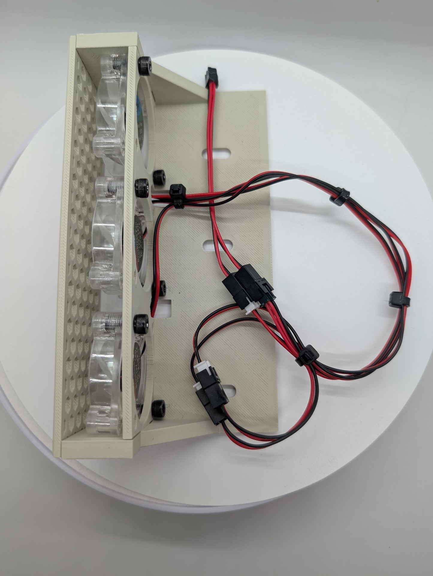 5.25 inch Fan Assembly fits optical drive bay with RGB lights vented hexagon small - hex . Beige - khaki replacement computer tower parts.