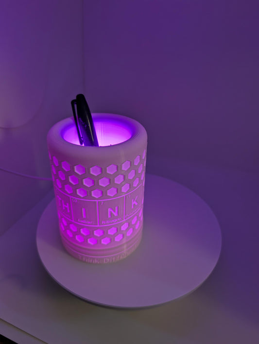 Lamp with RGB light with remote. lamp is perfect for desk or side table with led light inside USB plug power block not included.