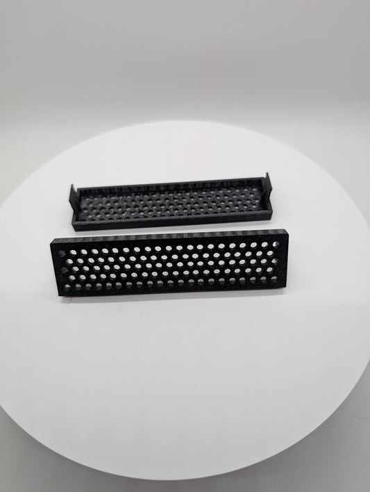 2x - 3.5 inch disk drive bay cover holes - circles . black replacement computer tower parts.