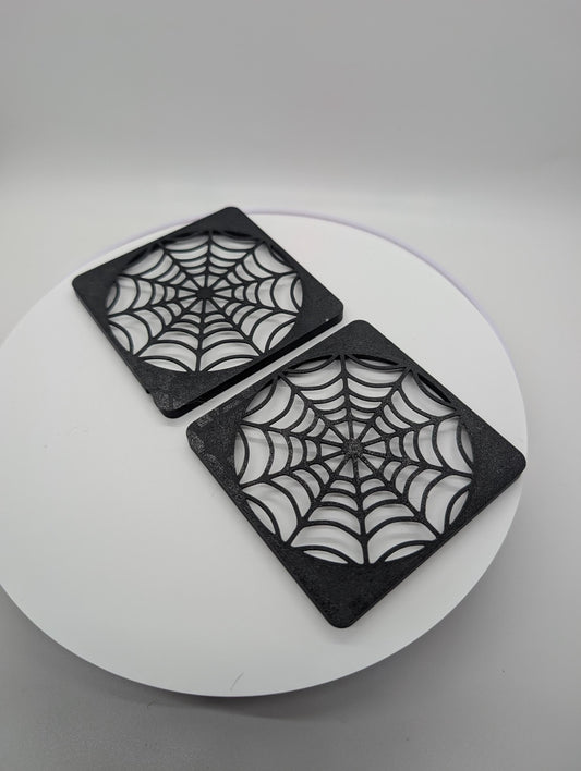 2x fan cover 80mm spiderweb Black